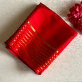 Crimson Red Mysore Crepe Silk with Gold Striped Zari Border Traditional Wear