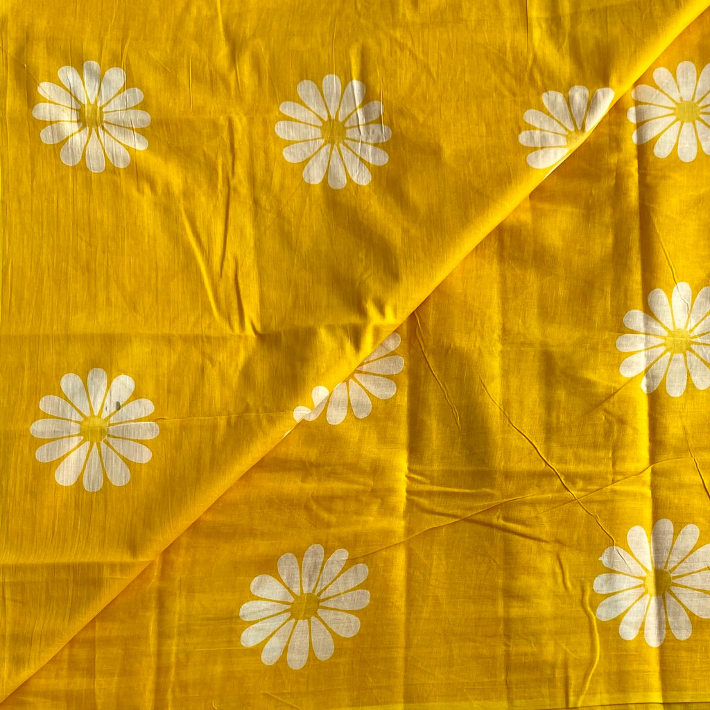 Golden Yellow Sunflower Handblock Printer Soft Cotton Beauty
