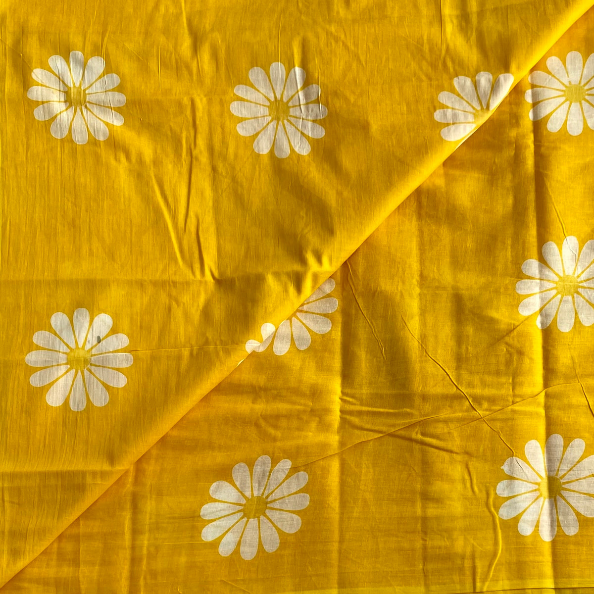 Golden Yellow Sunflower Handblock Printer Soft Cotton Beauty