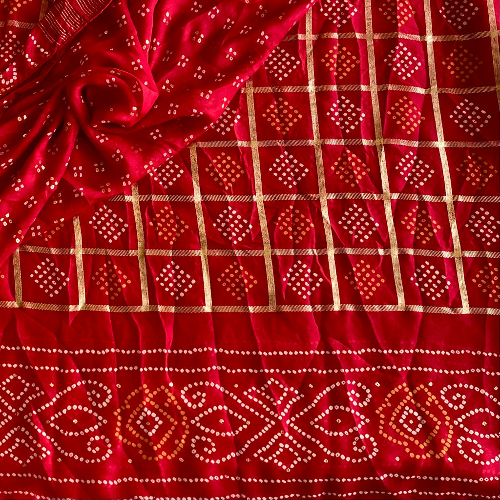 Scarlet Red Softest Lightweight Bandhini Printed Saree