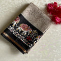 Classy Grey Elephant Borders with Jet Black Printed Soft Cotton