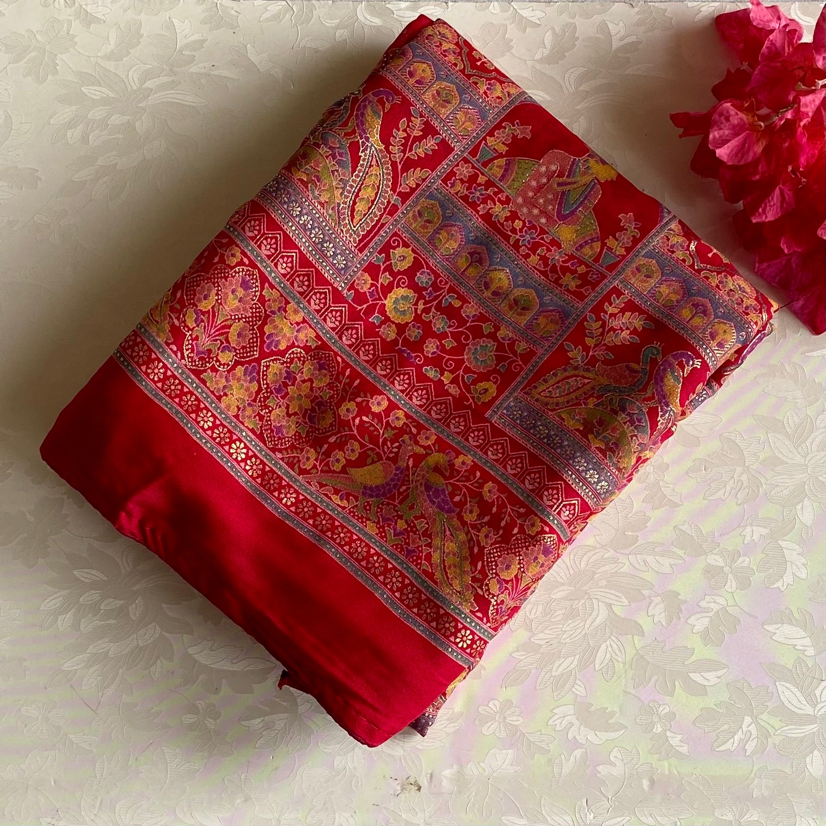 Rani Pink Softest Festive Stunner with Beautiful Printed Work