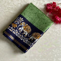 Stunner Green Elephant Borders with Midnight Navy Soft Cotton