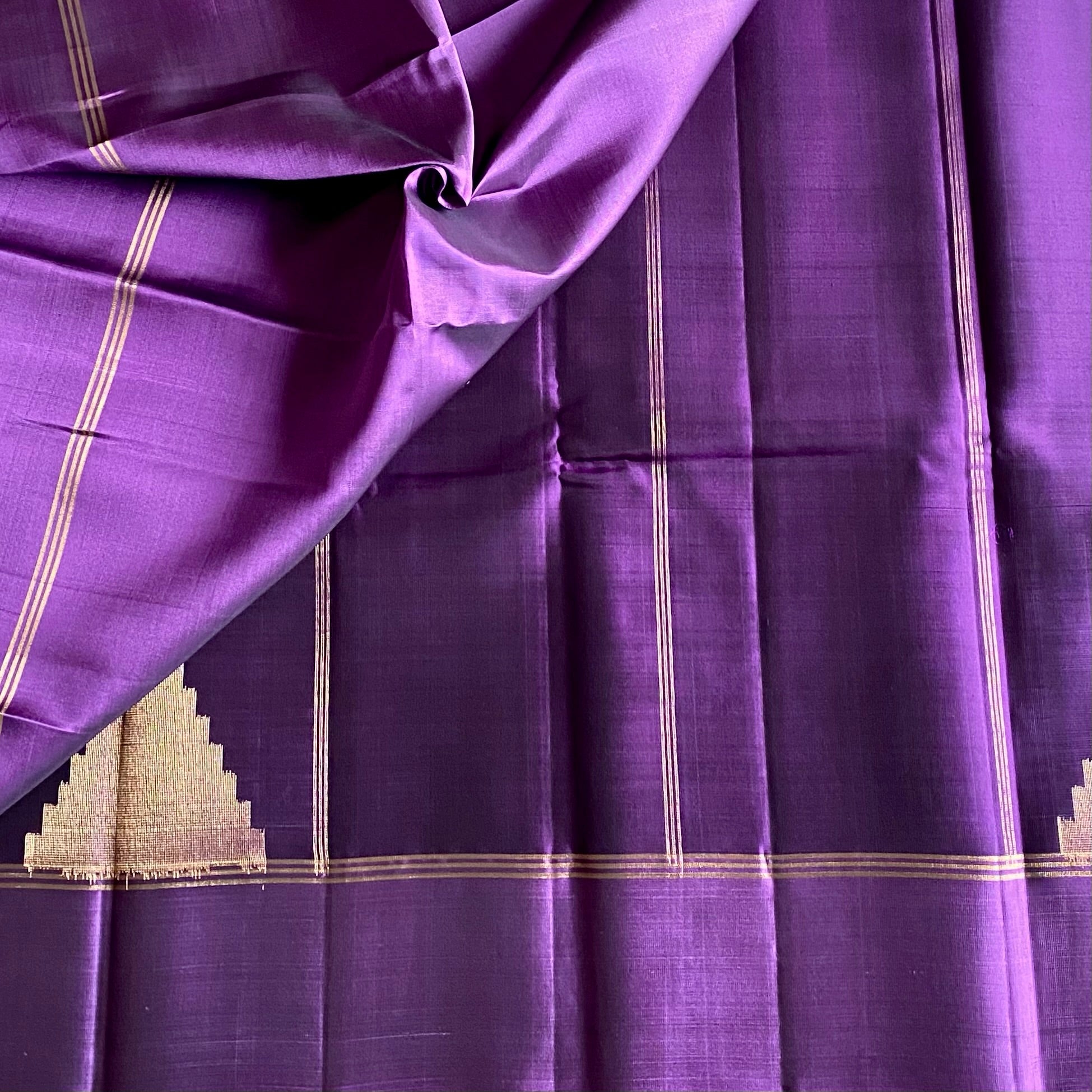 Royal Purple Designer Pure Silk Saree With Metallic Gold Zari