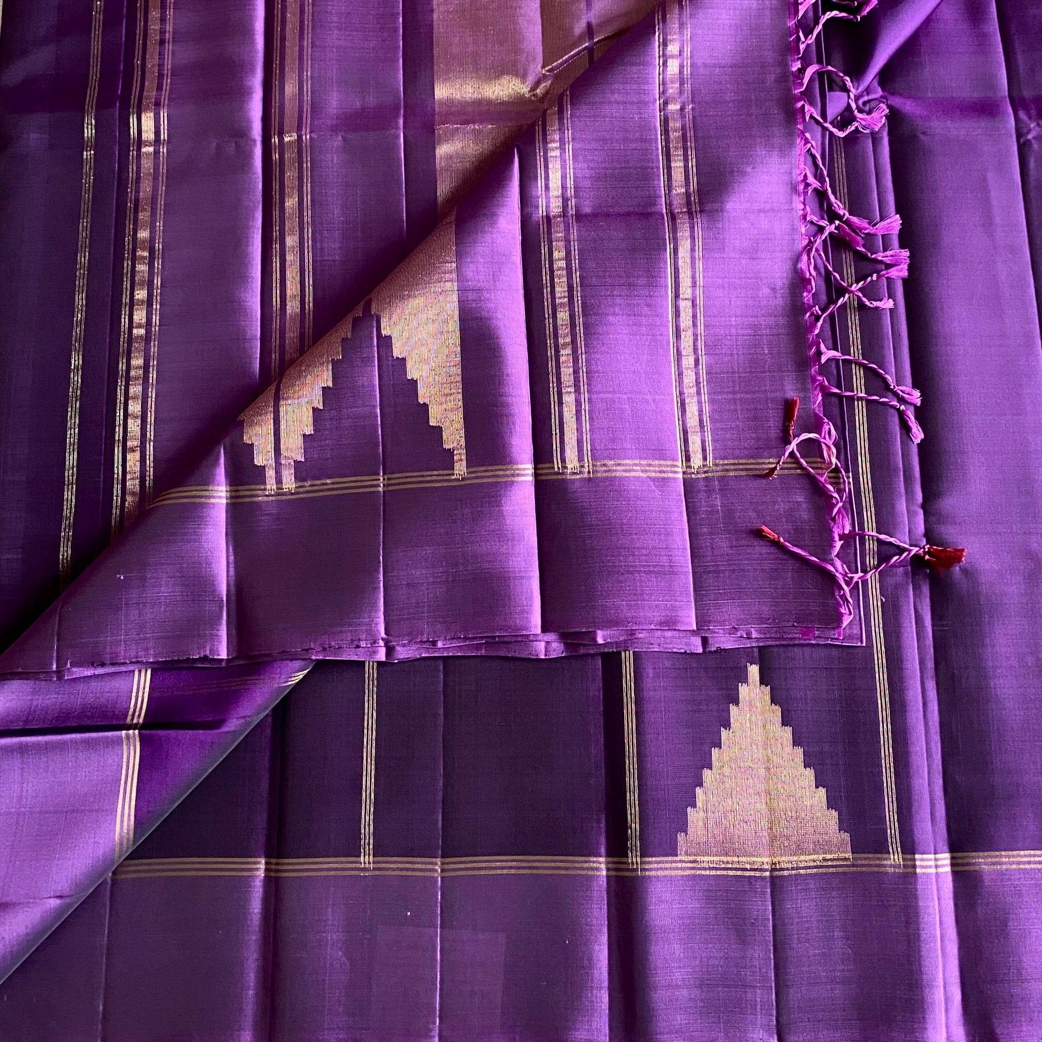 Royal Purple Designer Pure Silk Saree With Metallic Gold Zari
