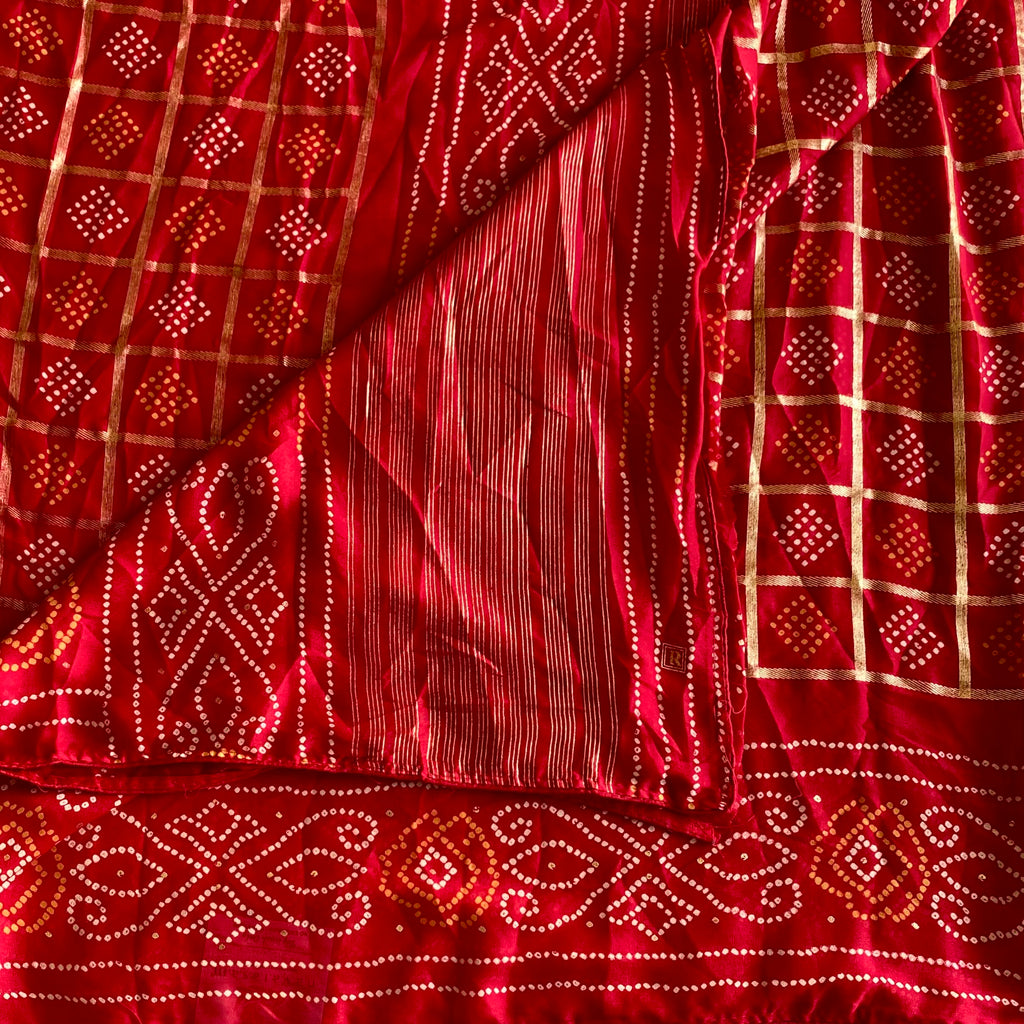 Scarlet Red Softest Lightweight Bandhini Printed Saree