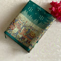 Bluish Green Soft Tusaar Silk with Printed Designer Warli Borders & Pallu