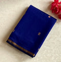 Exquisite Royal blue with rani pink handwoven Maheshwari silk cotton