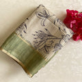 Classic Tussar Beige With Pastel Olive With Designer Zari weave