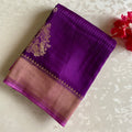 Cadbury Purple with Metallic Lavender Soft Crepe Silk