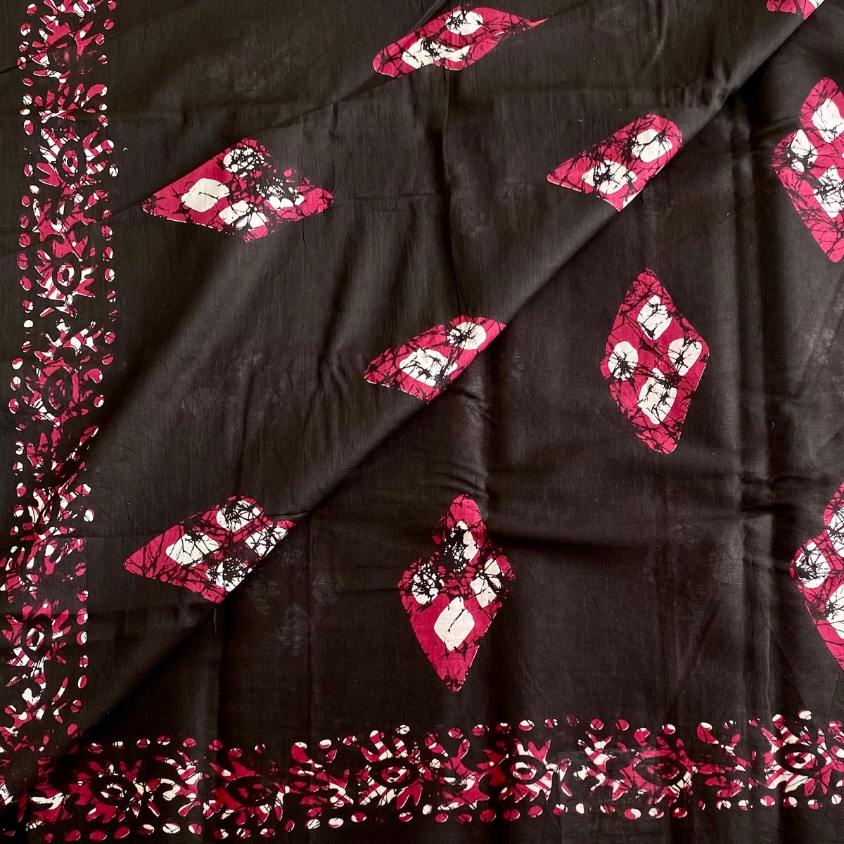 Charcoal Black With Handblock Batik Printed Soft Cotton