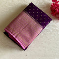 Stunner Deep Wine Purple with Rose Pink Banarasi Crepe Silk
