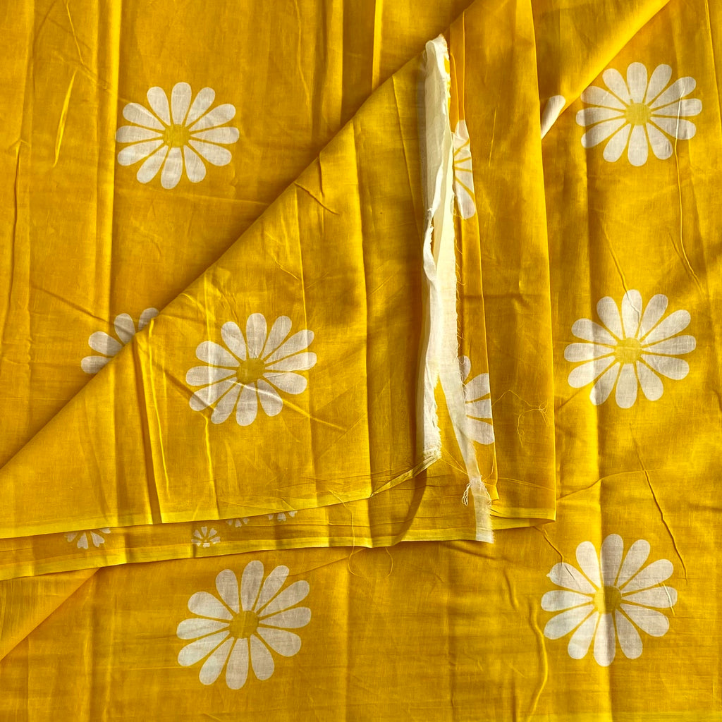 Golden Yellow Sunflower Handblock Printer Soft Cotton Beauty