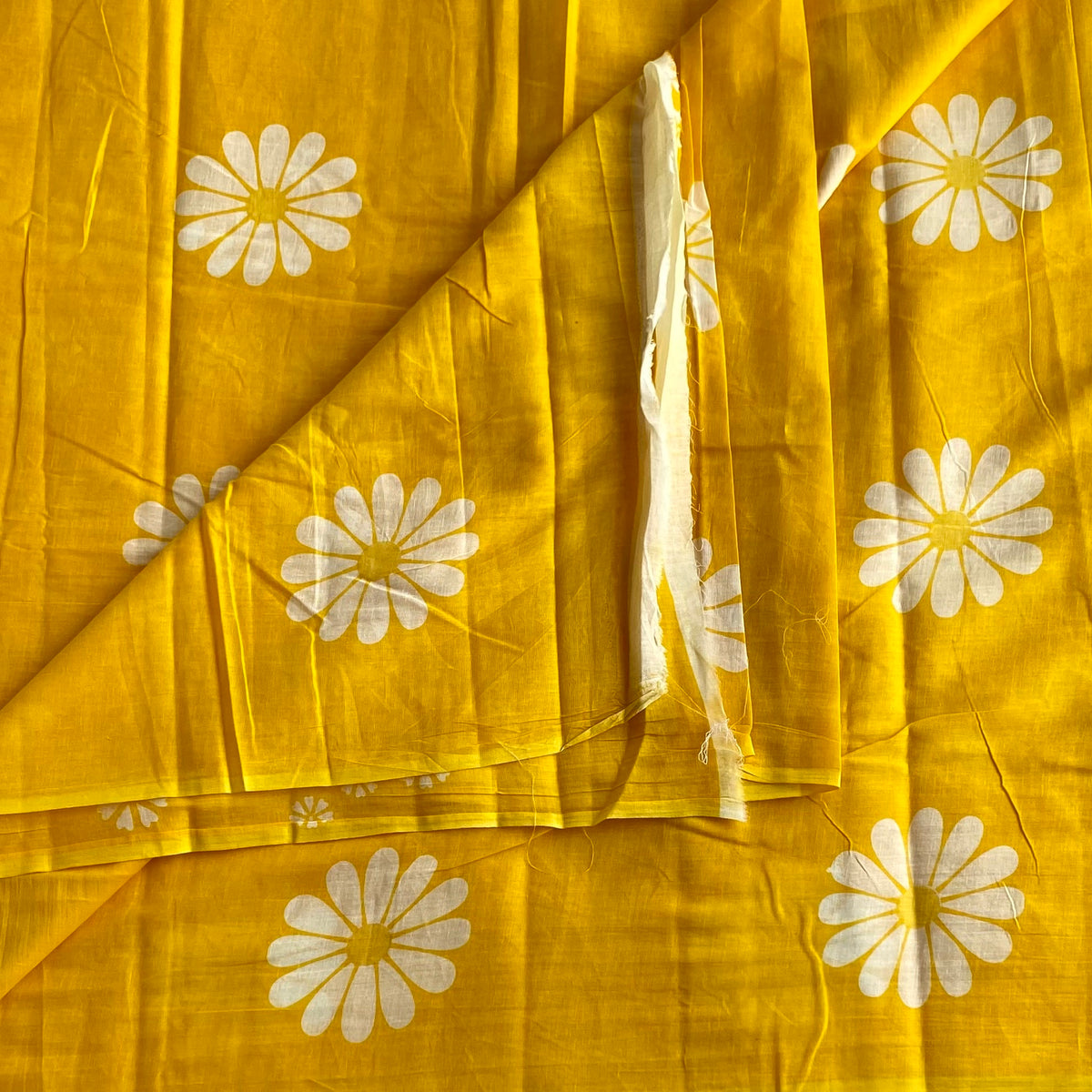 Golden Yellow Sunflower Handblock Printer Soft Cotton Beauty