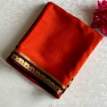 Classic Rust Orange Mysore Crepe Silk Saree With Wine Contrast