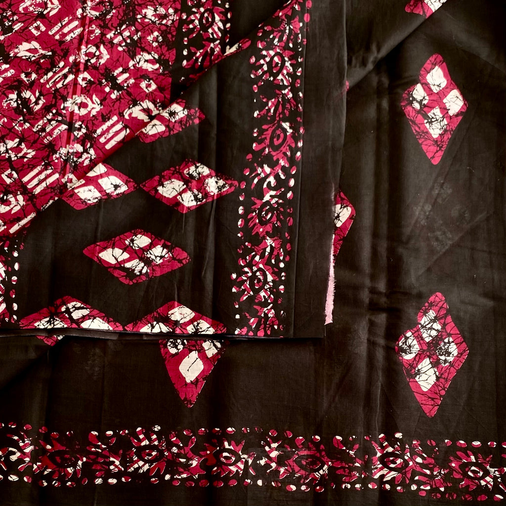 Charcoal Black With Handblock Batik Printed Soft Cotton