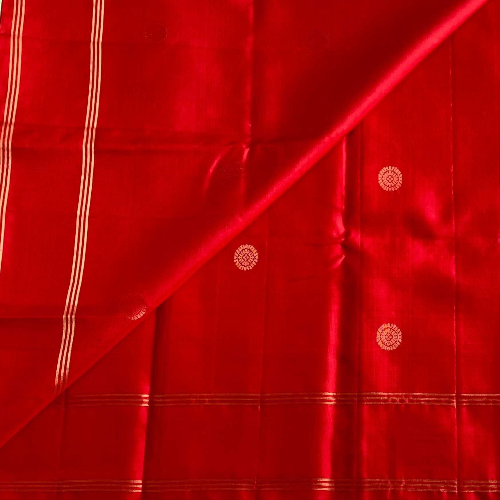 Scarlet Red Designer Pure Silk Saree With Mint Green Pallu