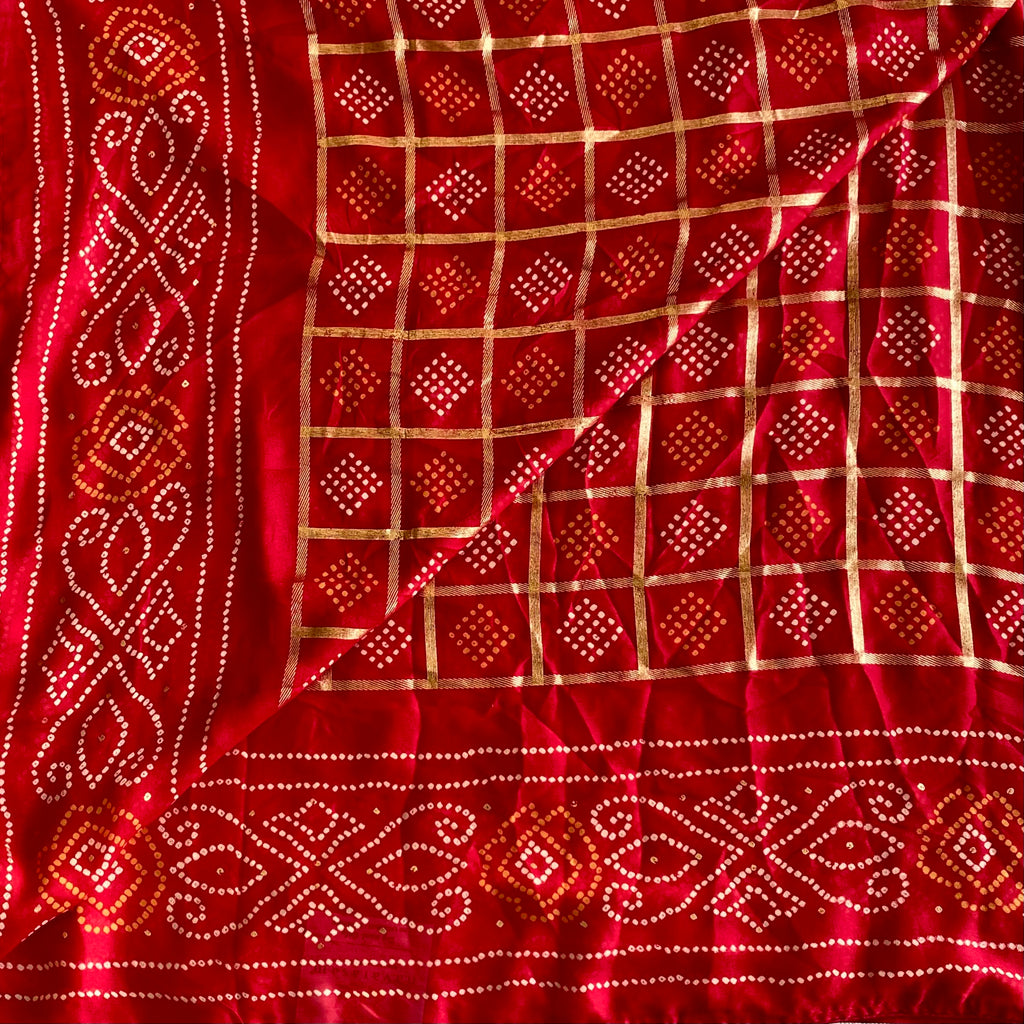 Scarlet Red Softest Lightweight Bandhini Printed Saree