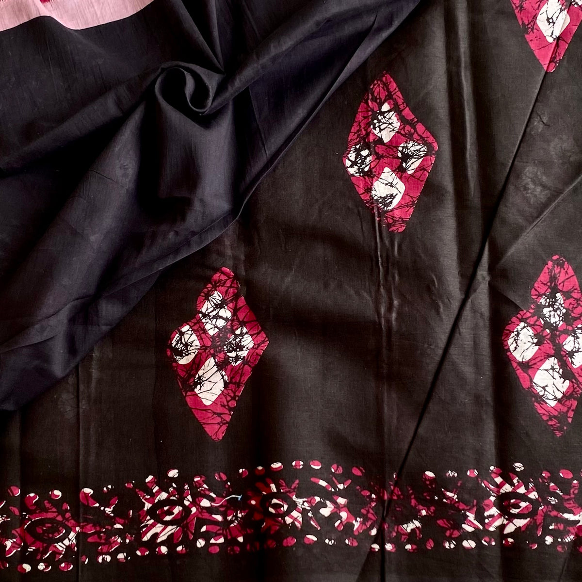 Charcoal Black With Handblock Batik Printed Soft Cotton