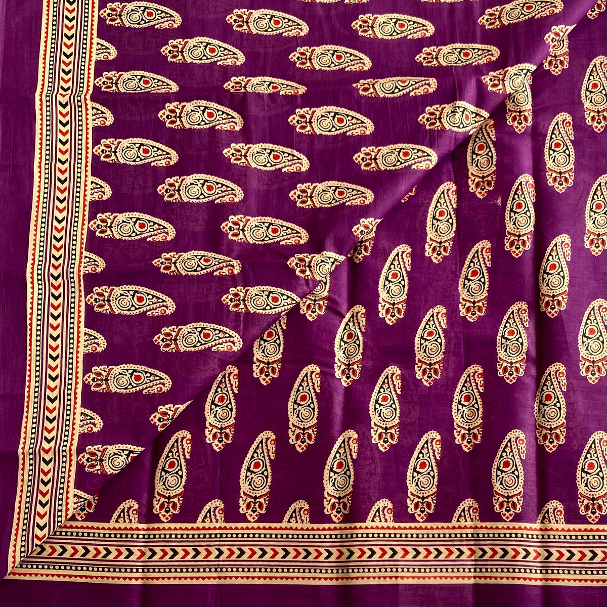 Festive Purple Paisley Handblock Printed Soft Cotton Stunner