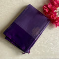 Metallic Lavender Designer Pure Silk Saree With Purple Contrast