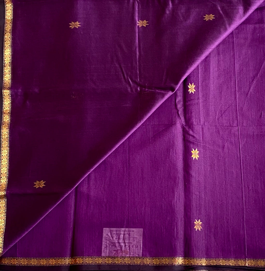 Elegant Deep Purple with lavender handwoven Maheshwari silk cotton