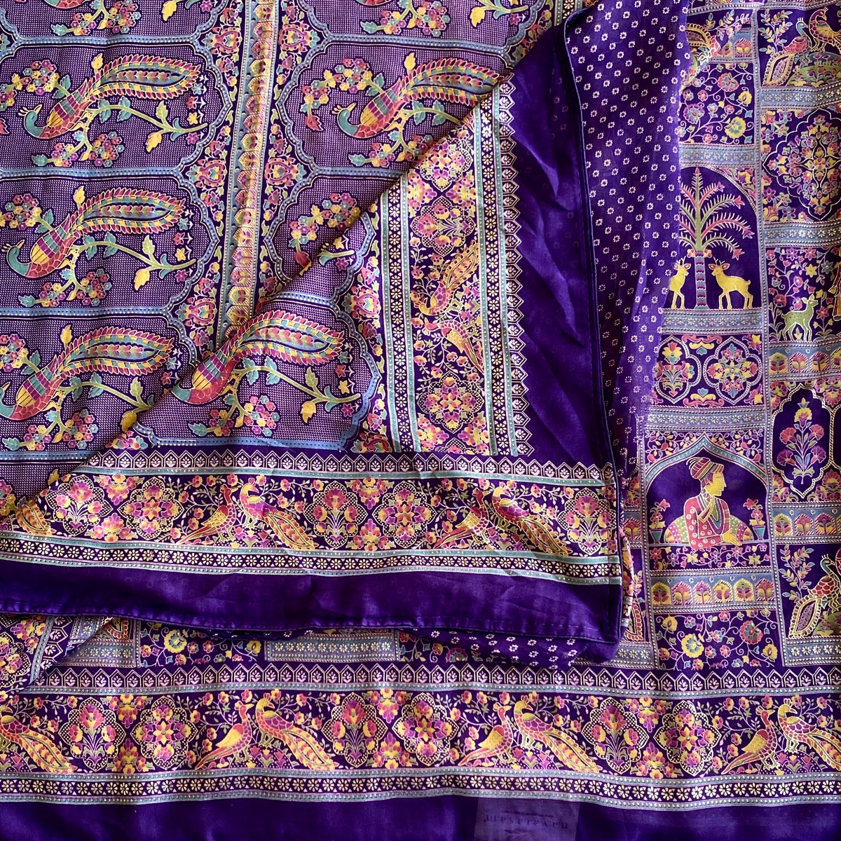 Royal Purple Softest Stunner Saree With Mustard Yellow Paisley Panels