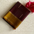 Chocolate Wine Designer Pure Silk Saree With Mustard Gold Pallu