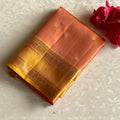 Dreamy Peach With Golden Retta Petta Designer Pure Silk