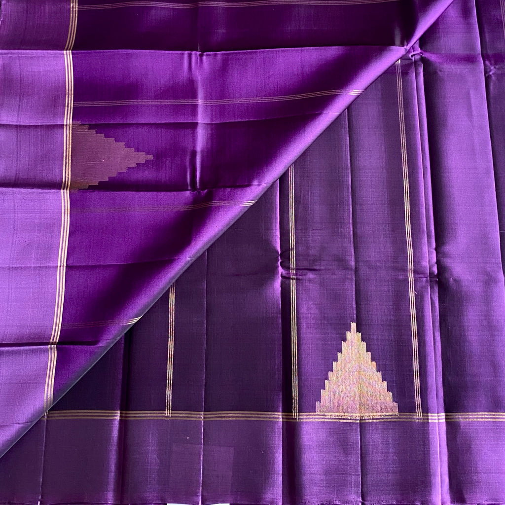 Royal Purple Designer Pure Silk Saree With Metallic Gold Zari