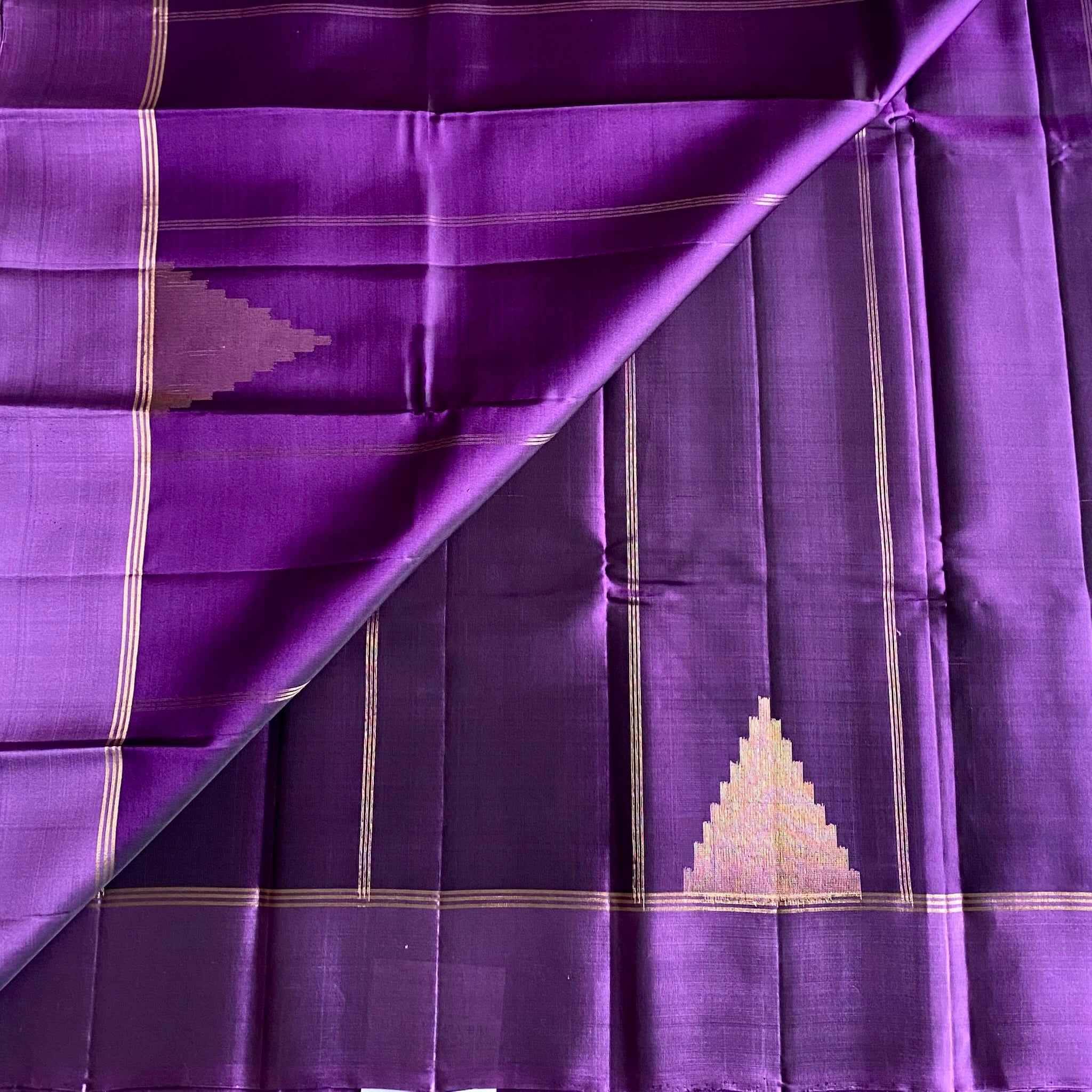 Royal Purple Designer Pure Silk Saree With Metallic Gold Zari
