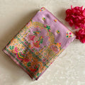 Elegant Dusty Mauve Brocade Saree with Gold Zari Tassels Traditional
