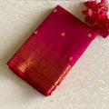 Perfect Rani Pink Kanjeevaram Pure Zari Silk Saree With Designer Peacock Borders