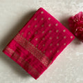 Rani Pinkish Red Soft Tussar Silk Saree With Antique Gold Brocade Pallu