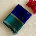 Royal Blue Kollam Zari Designer Pure Silk Saree With Sea Turquoise Pallu