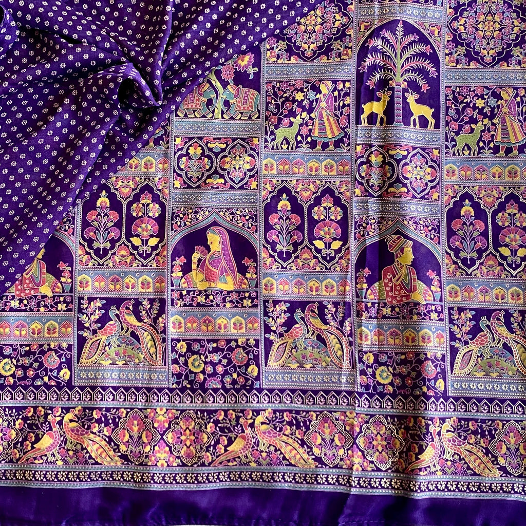 Royal Purple Softest Stunner Saree With Mustard Yellow Paisley Panels