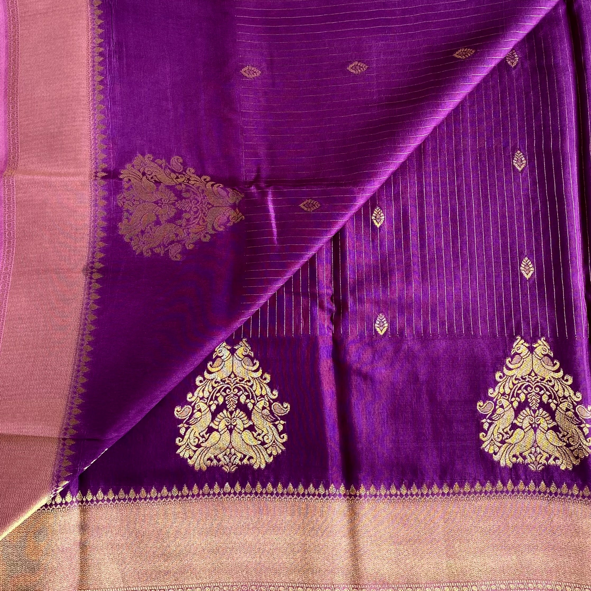 Cadbury Purple with Metallic Lavender Soft Crepe Silk