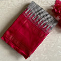 Micro Checkered Black Pure Ikkat Handloom Silk With Ikkat Woven Pallu & Blouse