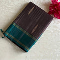 Greyish Mauve With Teal Designer Pure Silk Saree With Zari Pallu