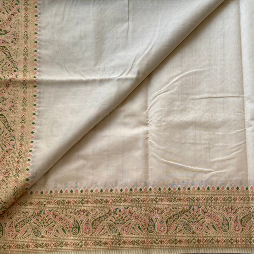 Ivory Meenakari designer soft tussar with woven work