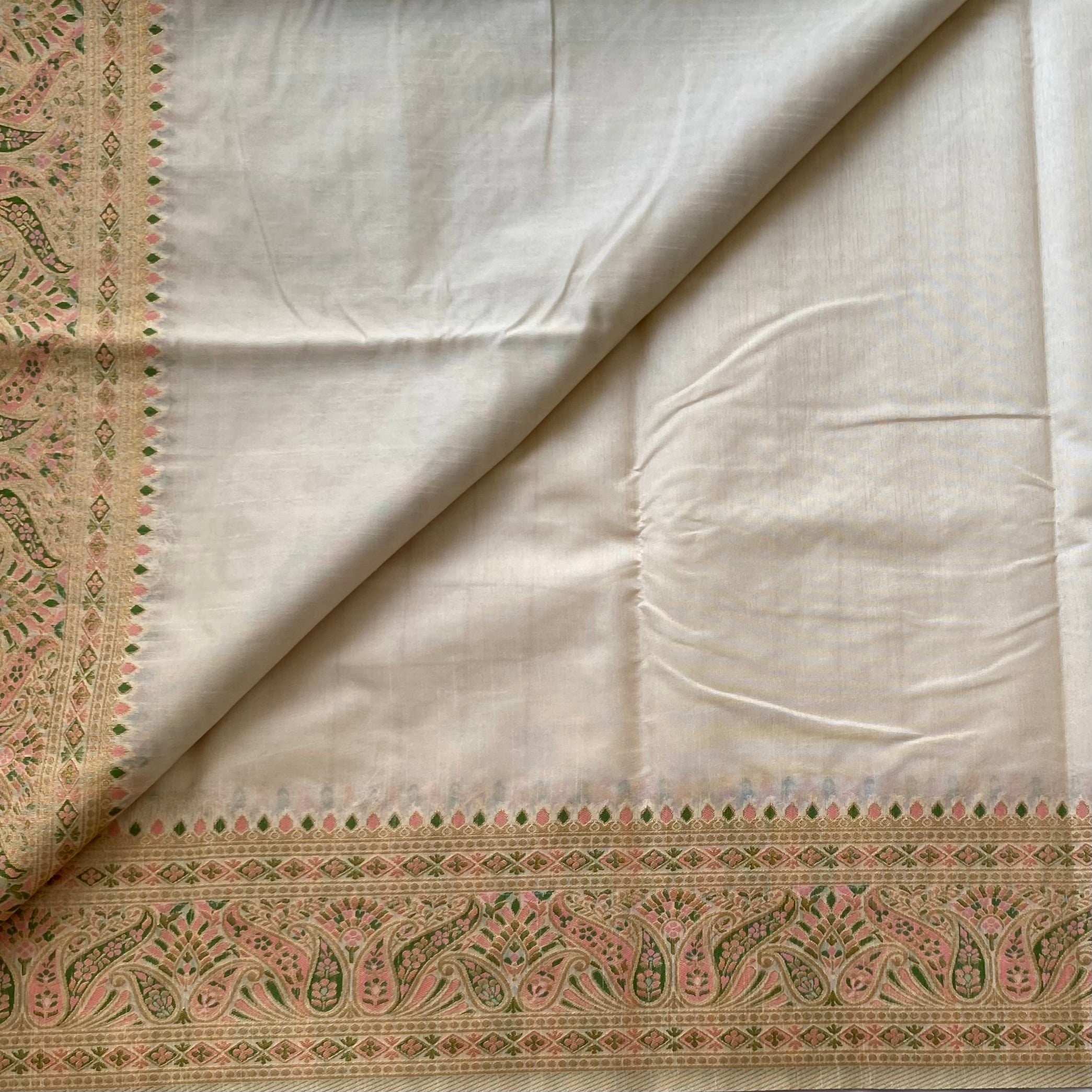 Ivory Meenakari designer soft tussar with woven work