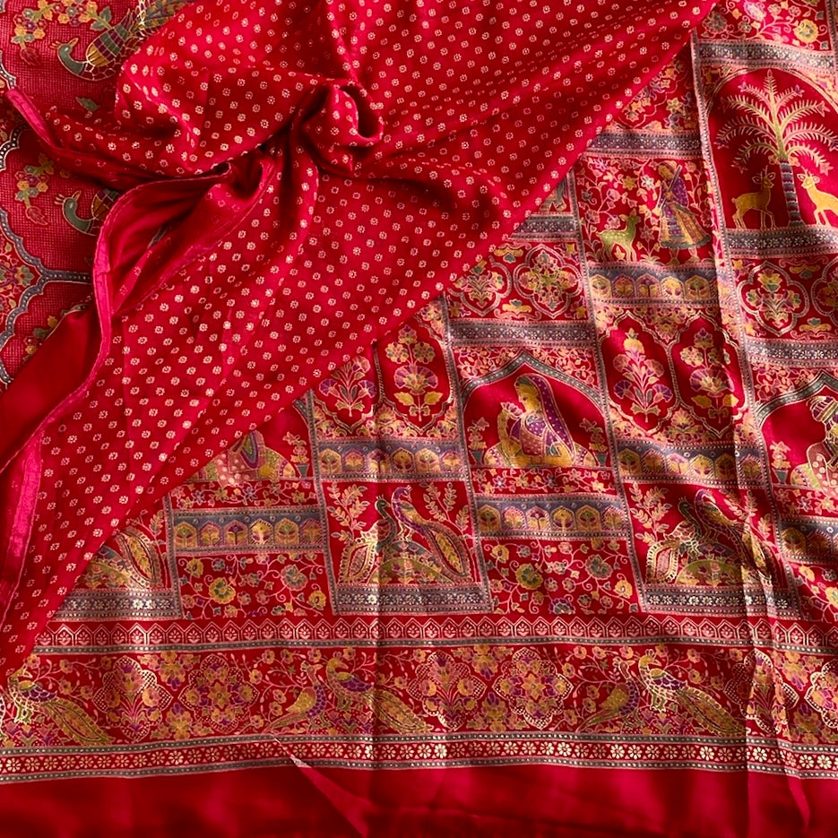 Rani Pink Softest Festive Stunner with Beautiful Printed Work