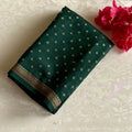 Emerald Green Banarasi Crepe Silk Saree With Antique Gold Brocade