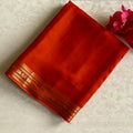 Burnt Orange Premium Soft Crepe Silk With Metallic Gold Pallu
