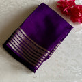 Royal Purple Soft Crepe Silk Saree With Antique Gold Border