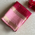 Cherry Pink Soft Tussar With Blush Pink Checkered Weave