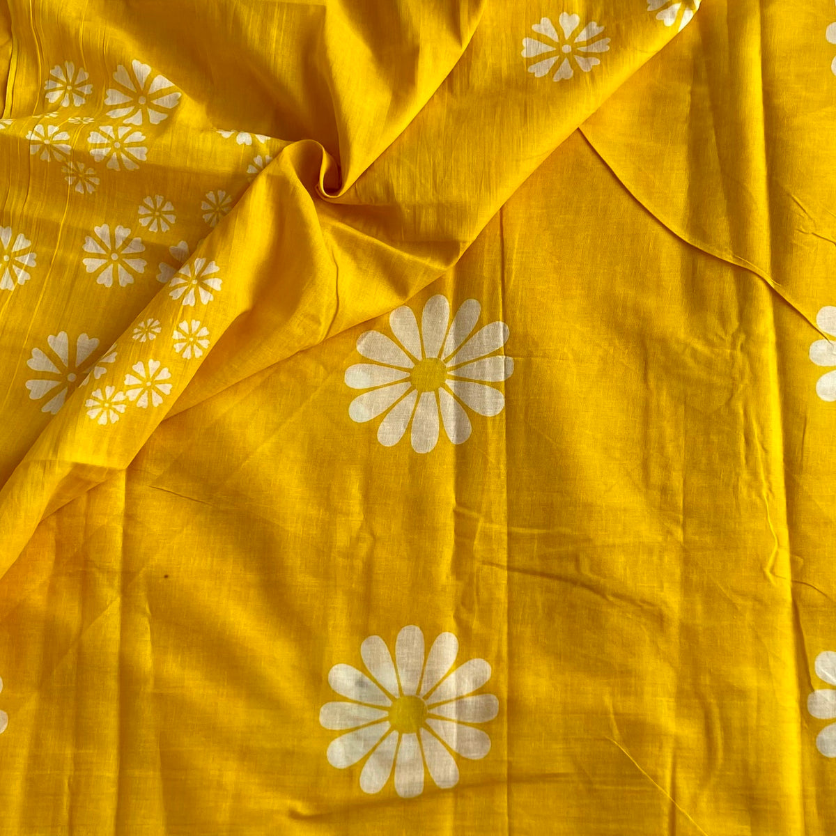 Golden Yellow Sunflower Handblock Printer Soft Cotton Beauty