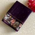 Deep Purple Soft Tussar Silk Saree With Embroidered Borders