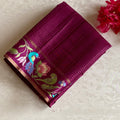 Wine Magenta Silk With Designer Floral Embroidered Borders & Pallu