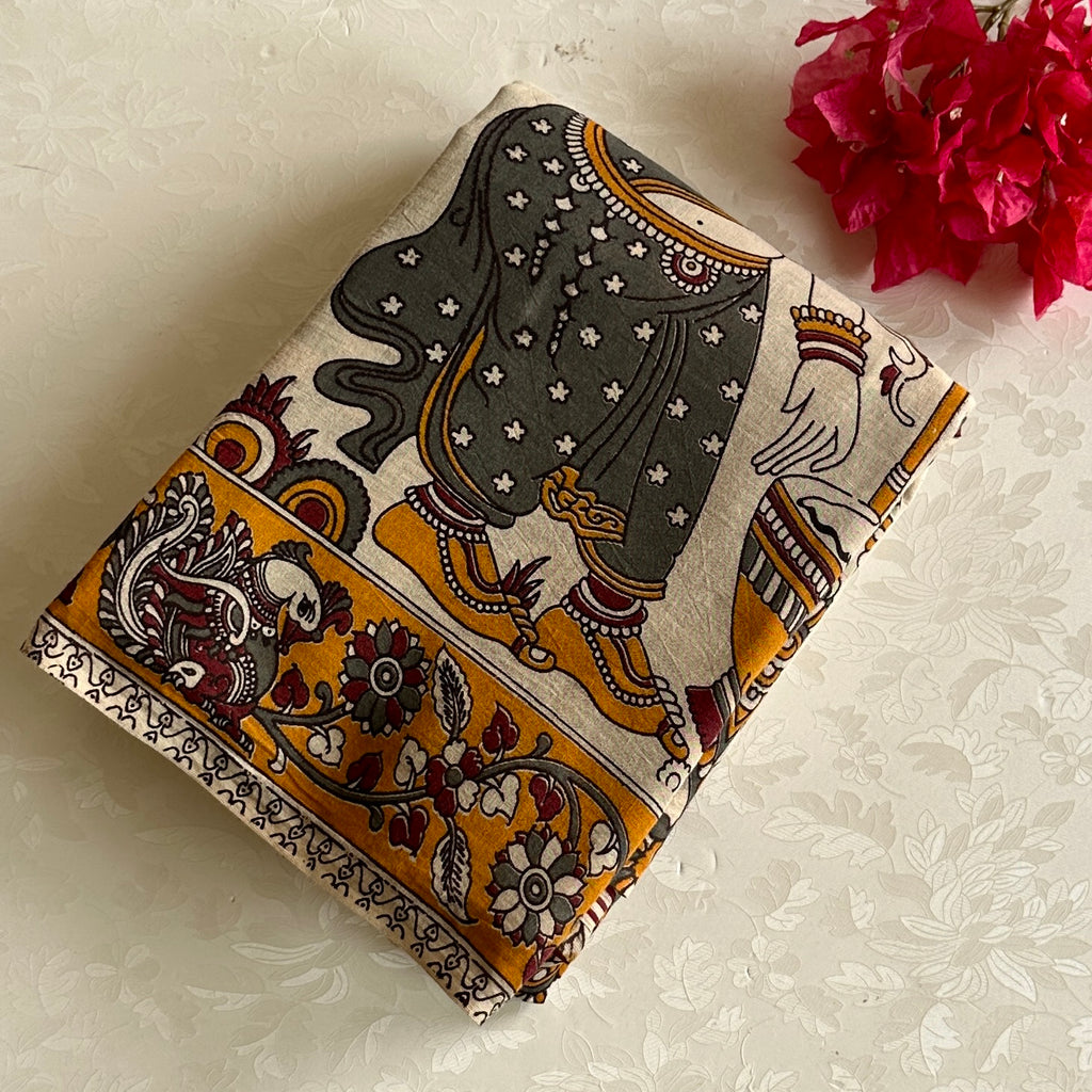 Kalamkari Printed Soft Cotton in Earthy Shades & Beautiful Prints